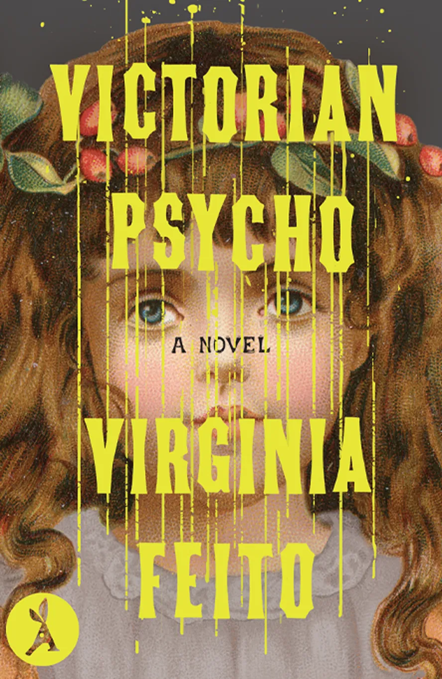 Book cover shows a Victorian girl with strawberries in her hair and dripping yellow text.